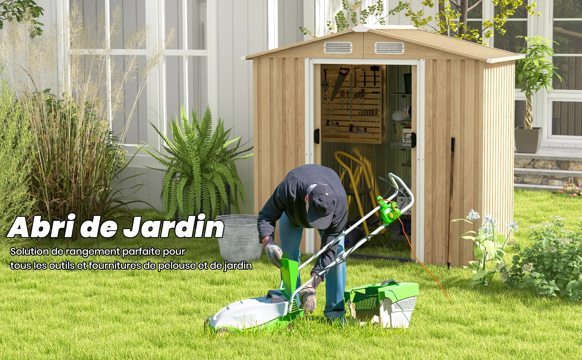 Abri de jardin en bois en acier 2,3 m² — contenu détaillé 1