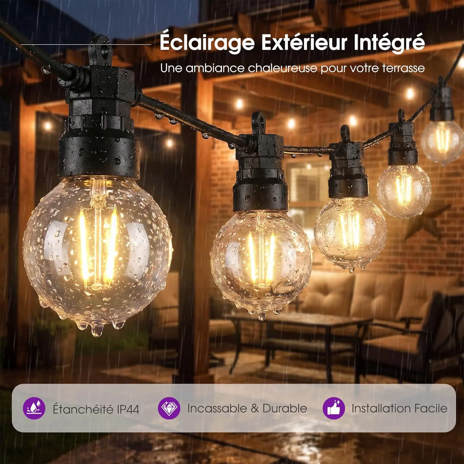 Pergola en aluminium gris 15,2 m² vue 4