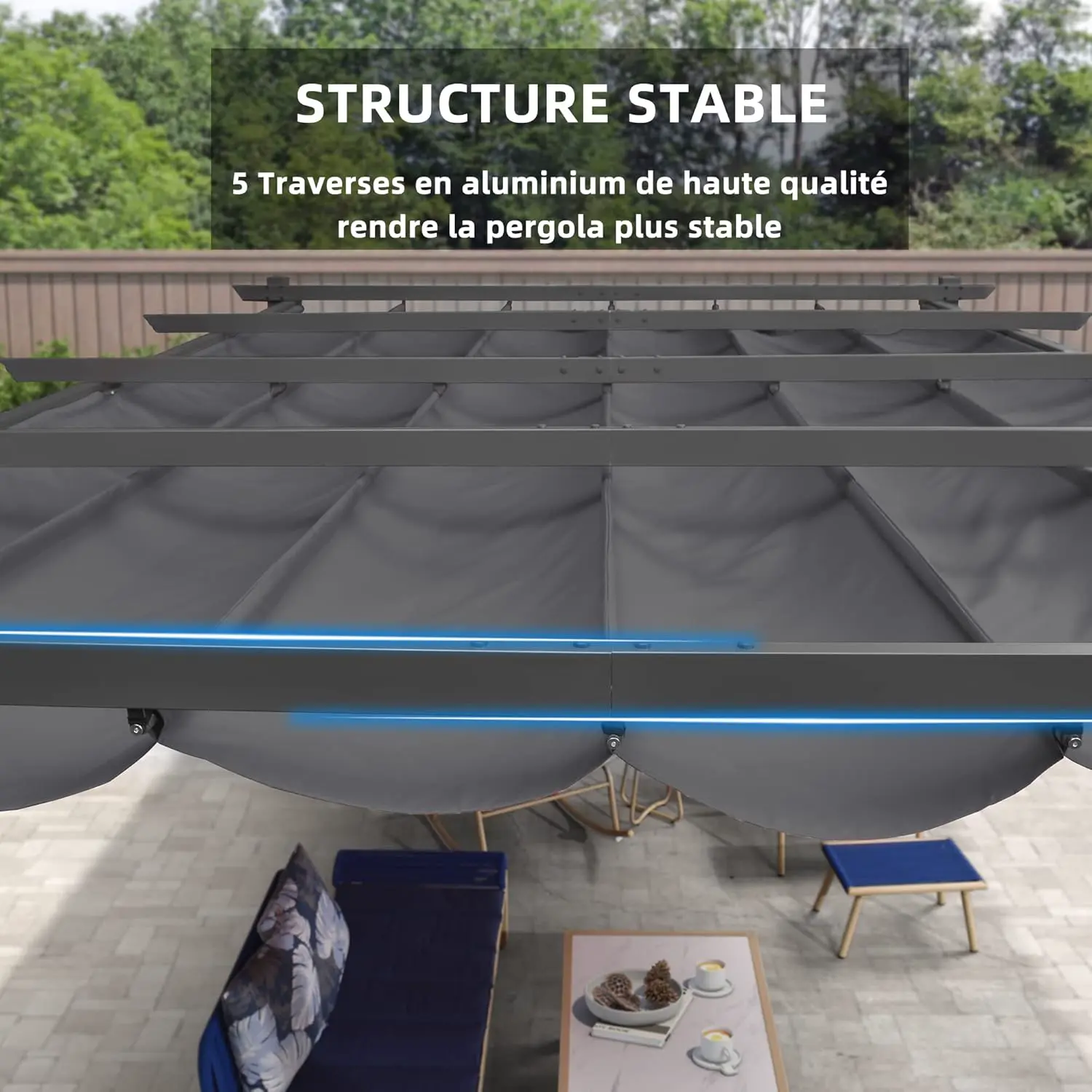 Pergola en aluminium gris 15,2 m² vue 6