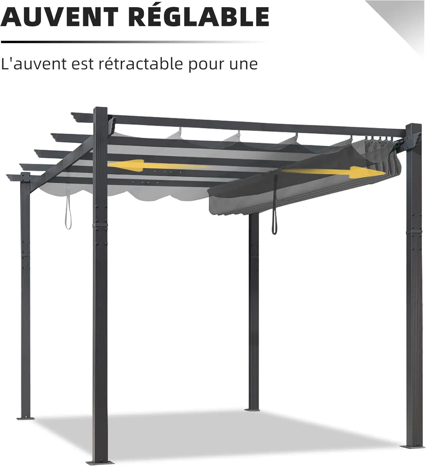 Pergola en aluminium gris 15,2 m² vue 7