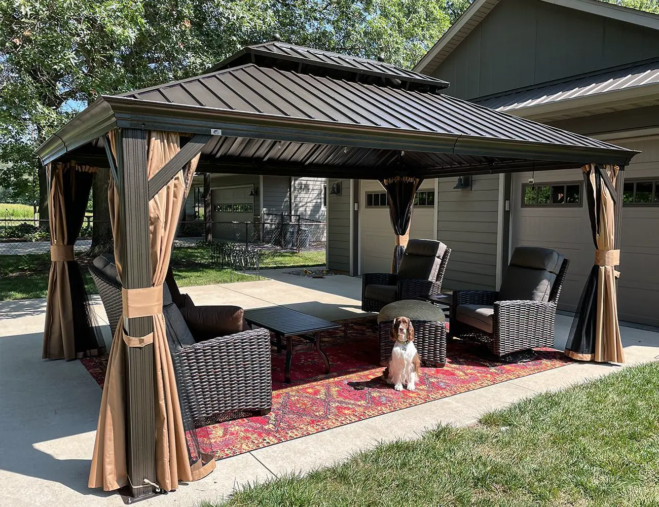 Pergola en aluminium gris 4,85 x 3,65 m vue 2