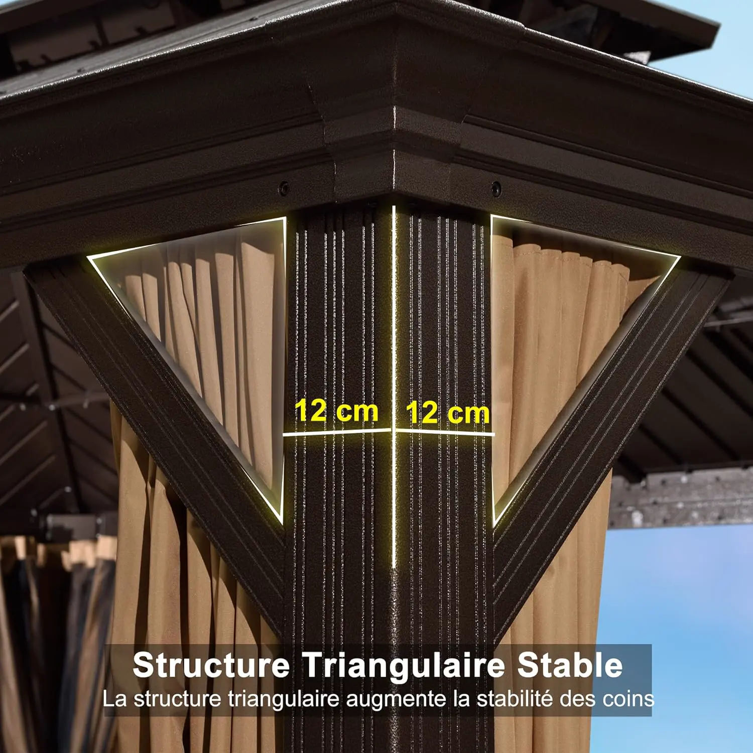 Pergola en aluminium gris 4,85 x 3,65 m vue 5