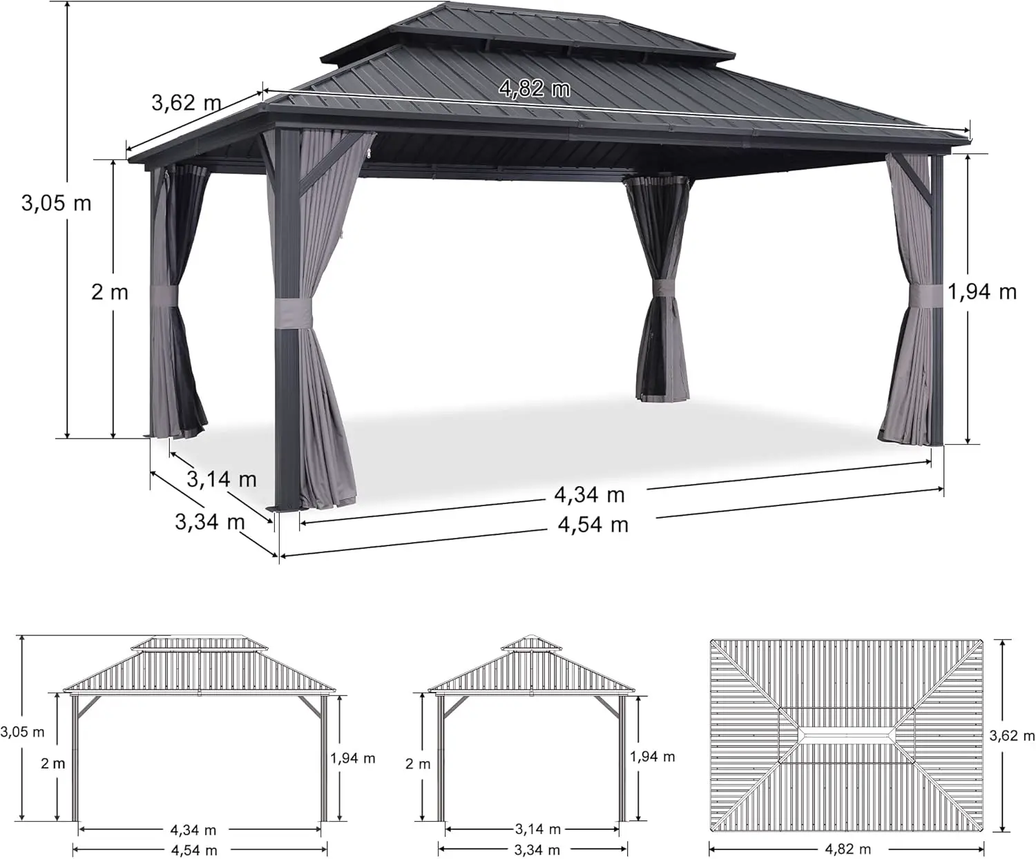 Pergola en aluminium gris 17,7 m² vue 3