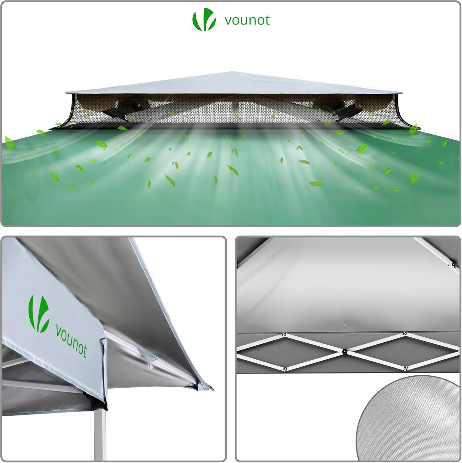 Tonnelle en acier vert 3,6x3,6m vue 6