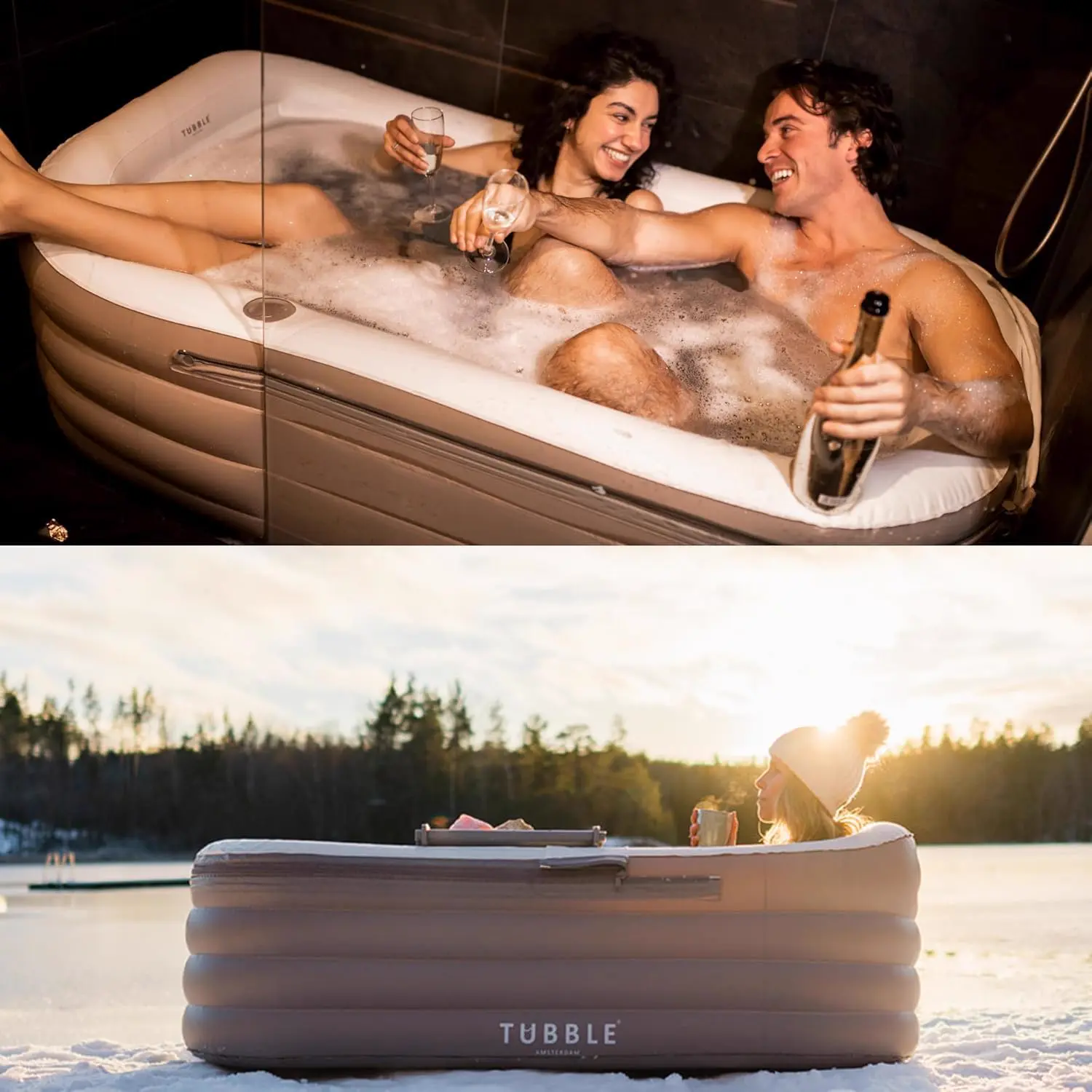 Spa gonflable 2 personnes 2 places taupe 80 x 52 cm vue 4