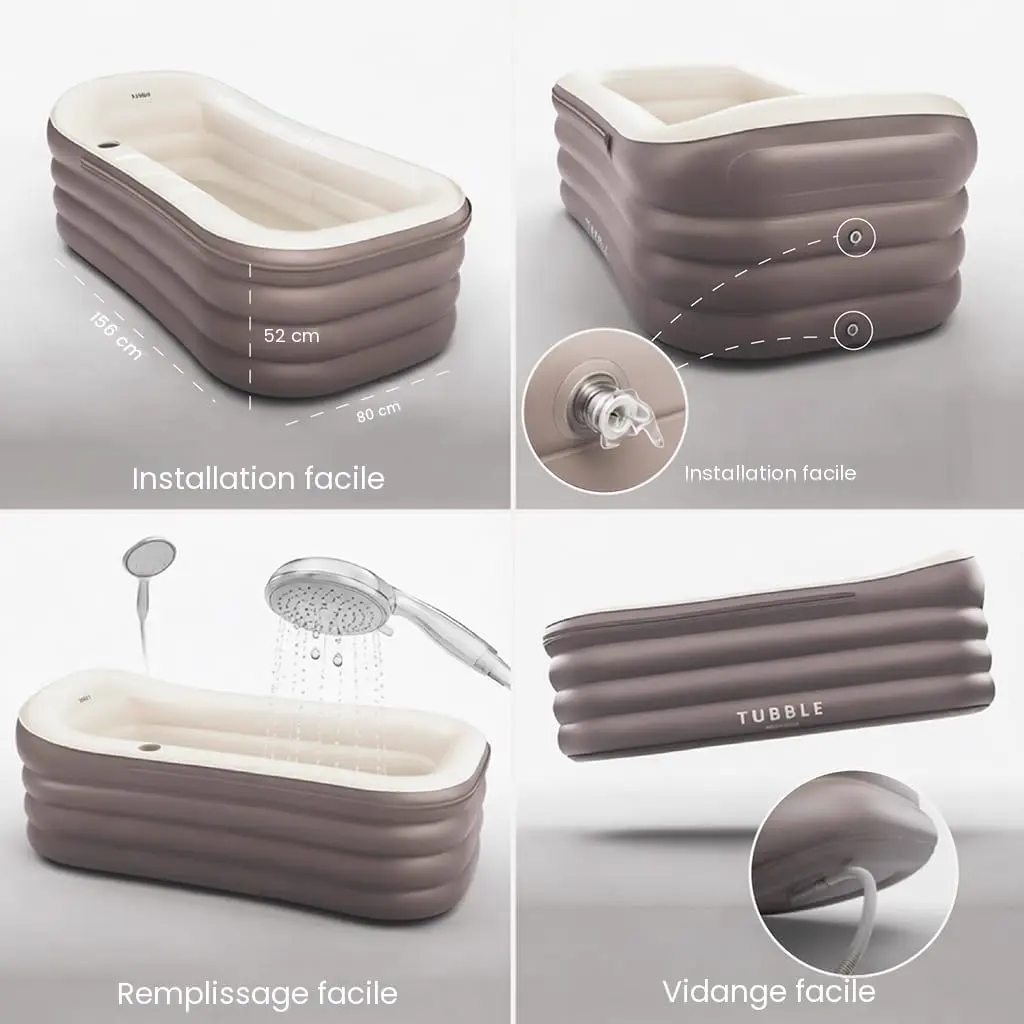 Spa gonflable 2 personnes 2 places taupe 80 x 52 cm vue 7