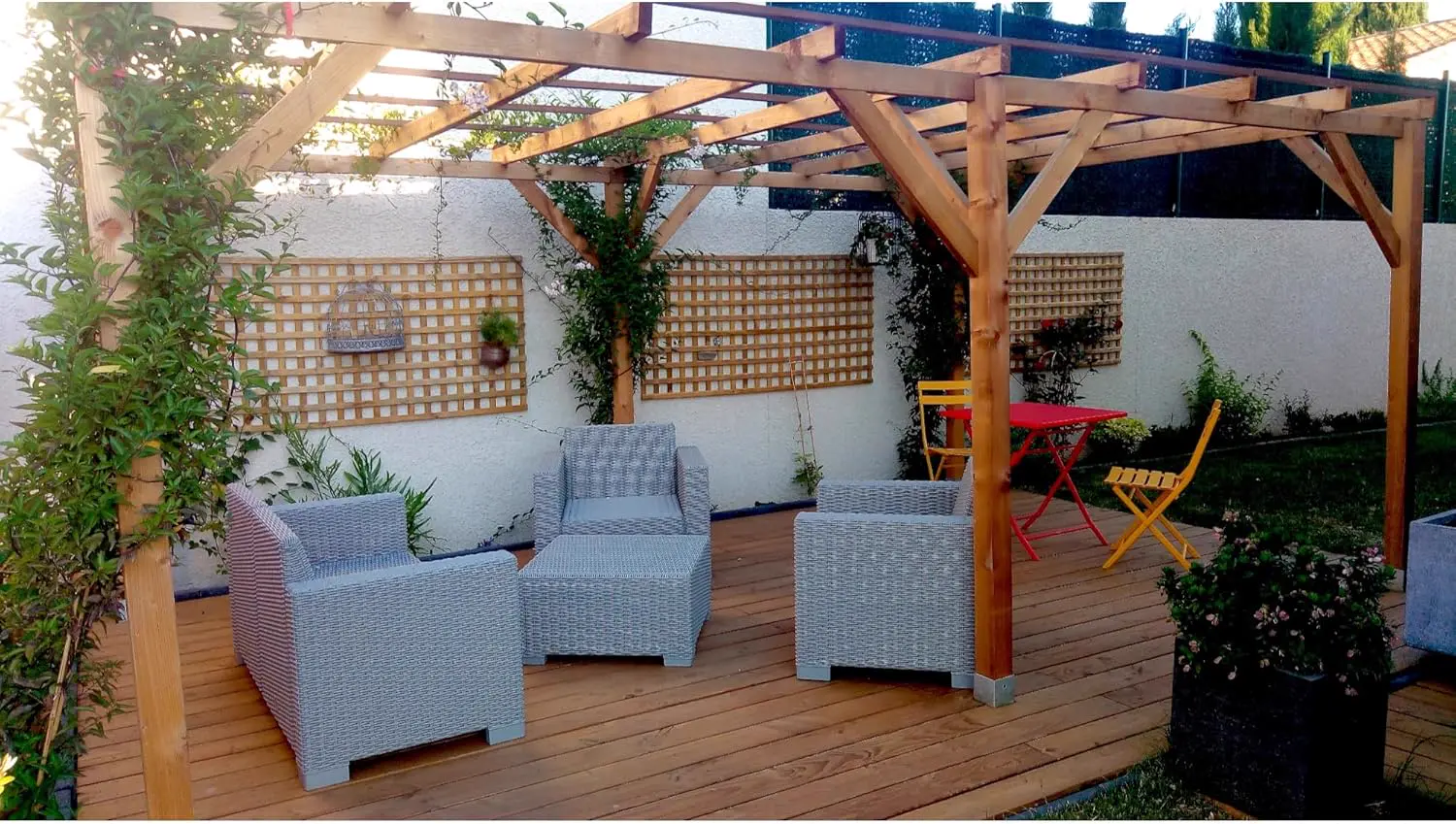 Pergola en Bois Massif 3 x 5-15m2 Traitement Classe 3 Marron