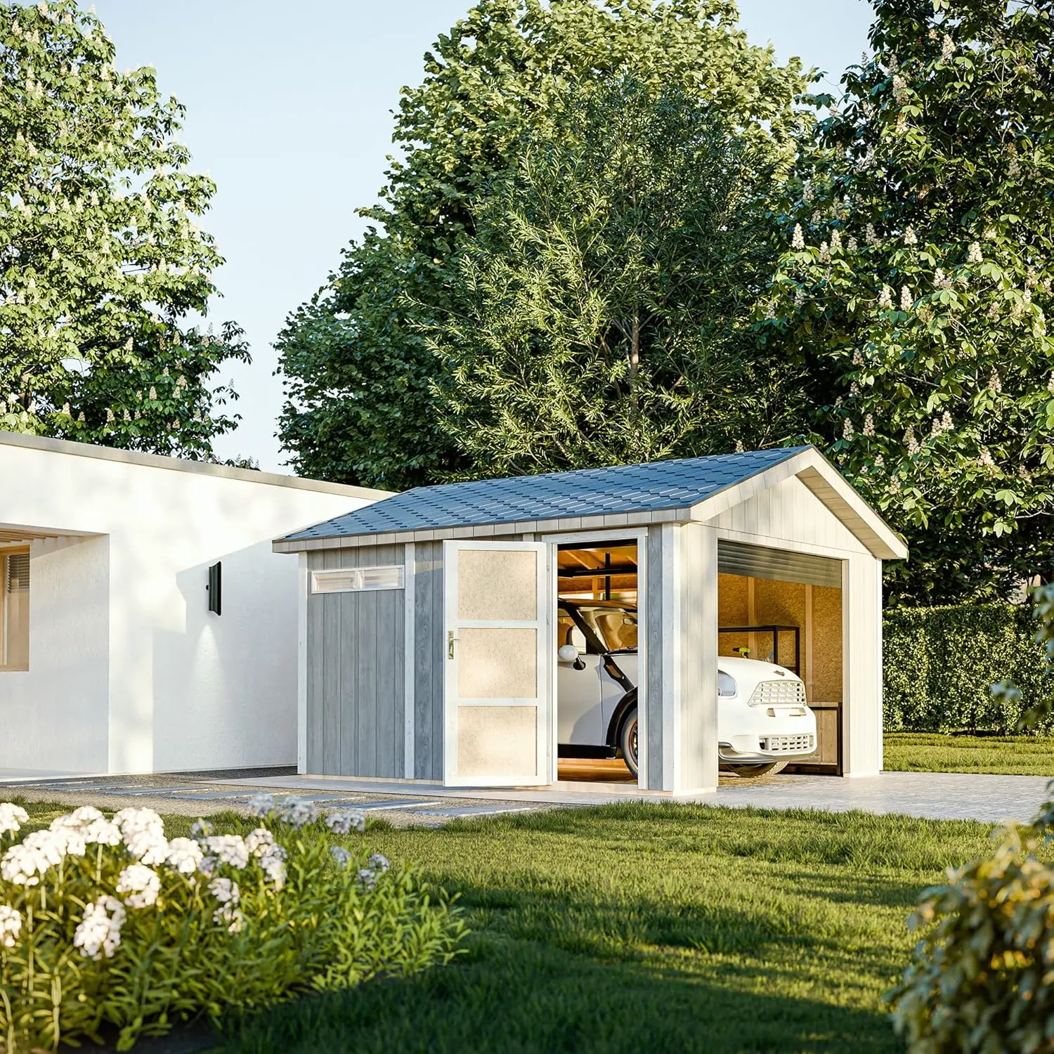 Abri de jardin en bois en bois naturel 18 m² vue 2