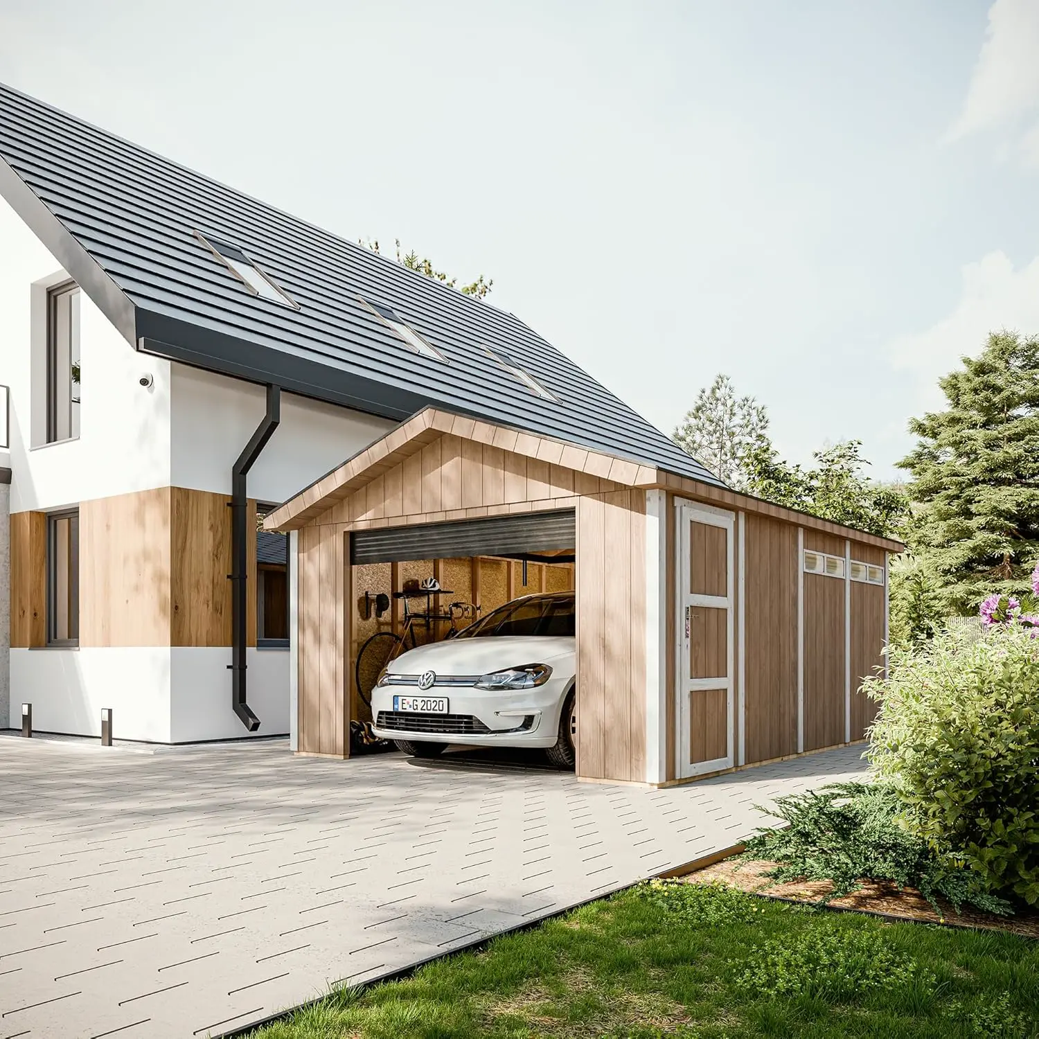 Abri de jardin en bois en bois naturel 18 m² vue 2