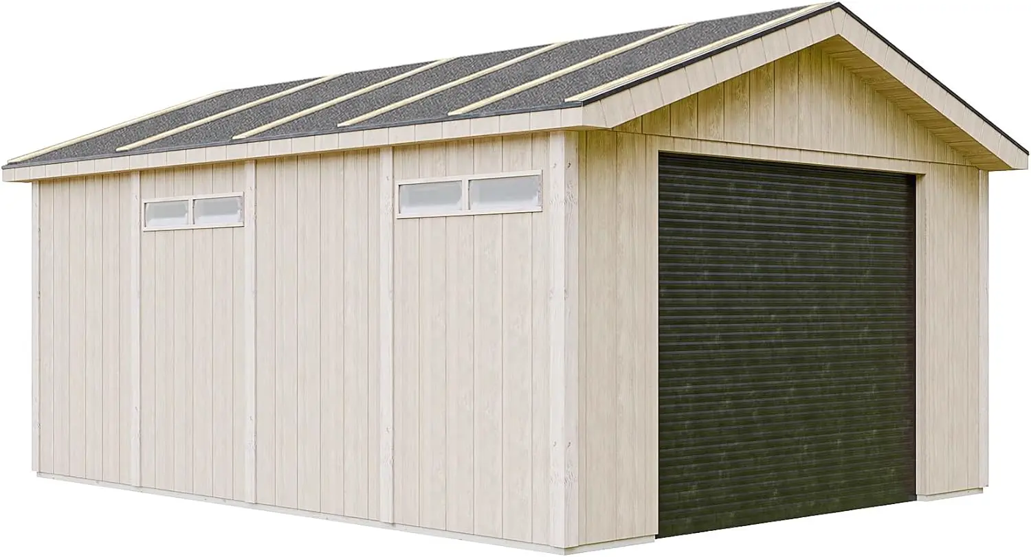 Abri de jardin en bois en bois naturel 18 m² vue 3