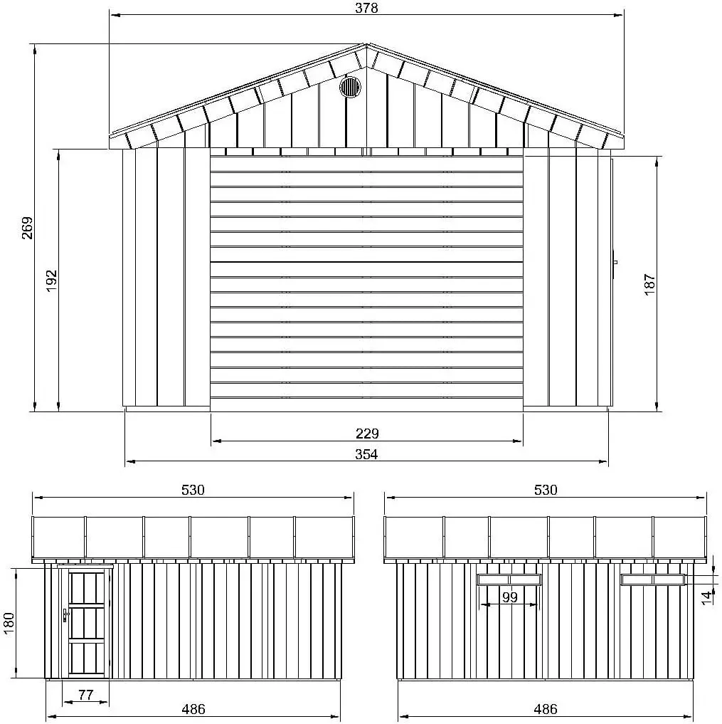Abri de jardin en bois en bois naturel 18 m² vue 5