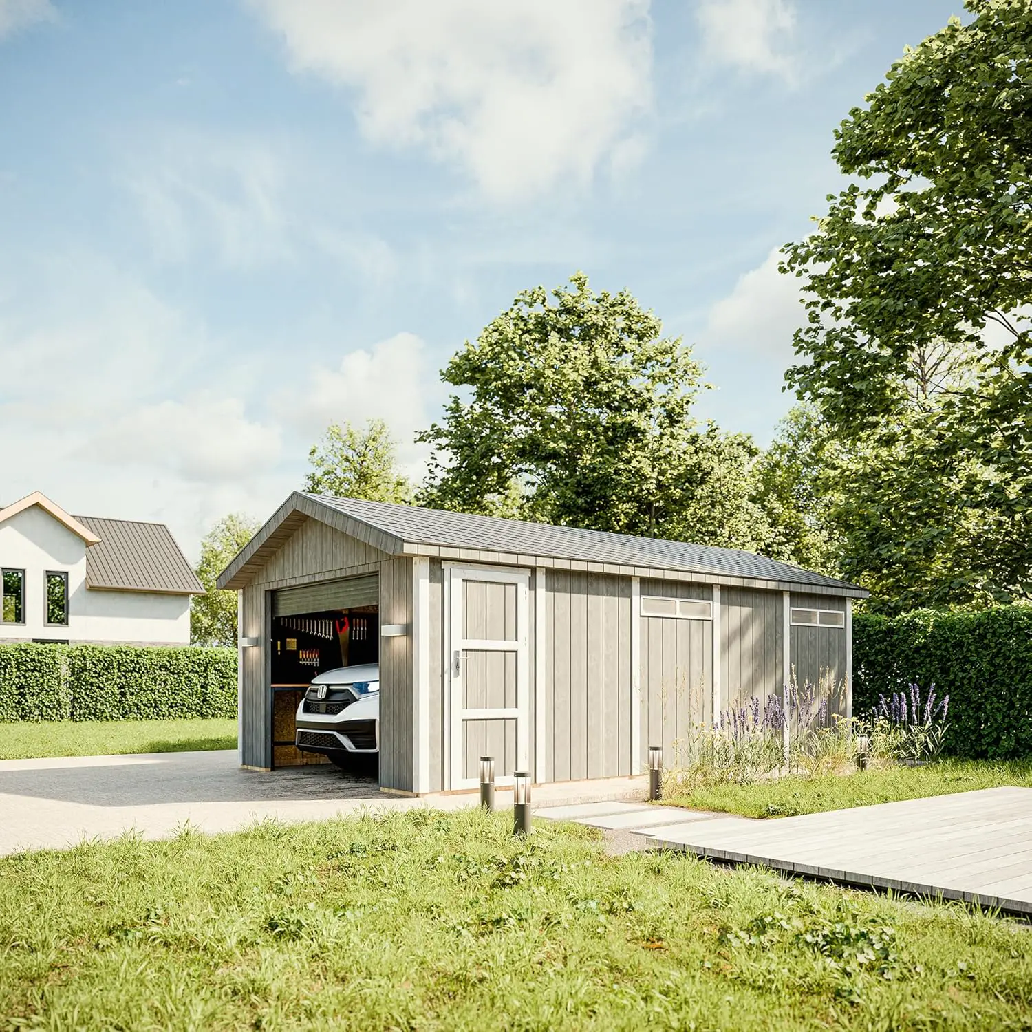 Abri de jardin en bois en bois naturel 18 m² vue 2