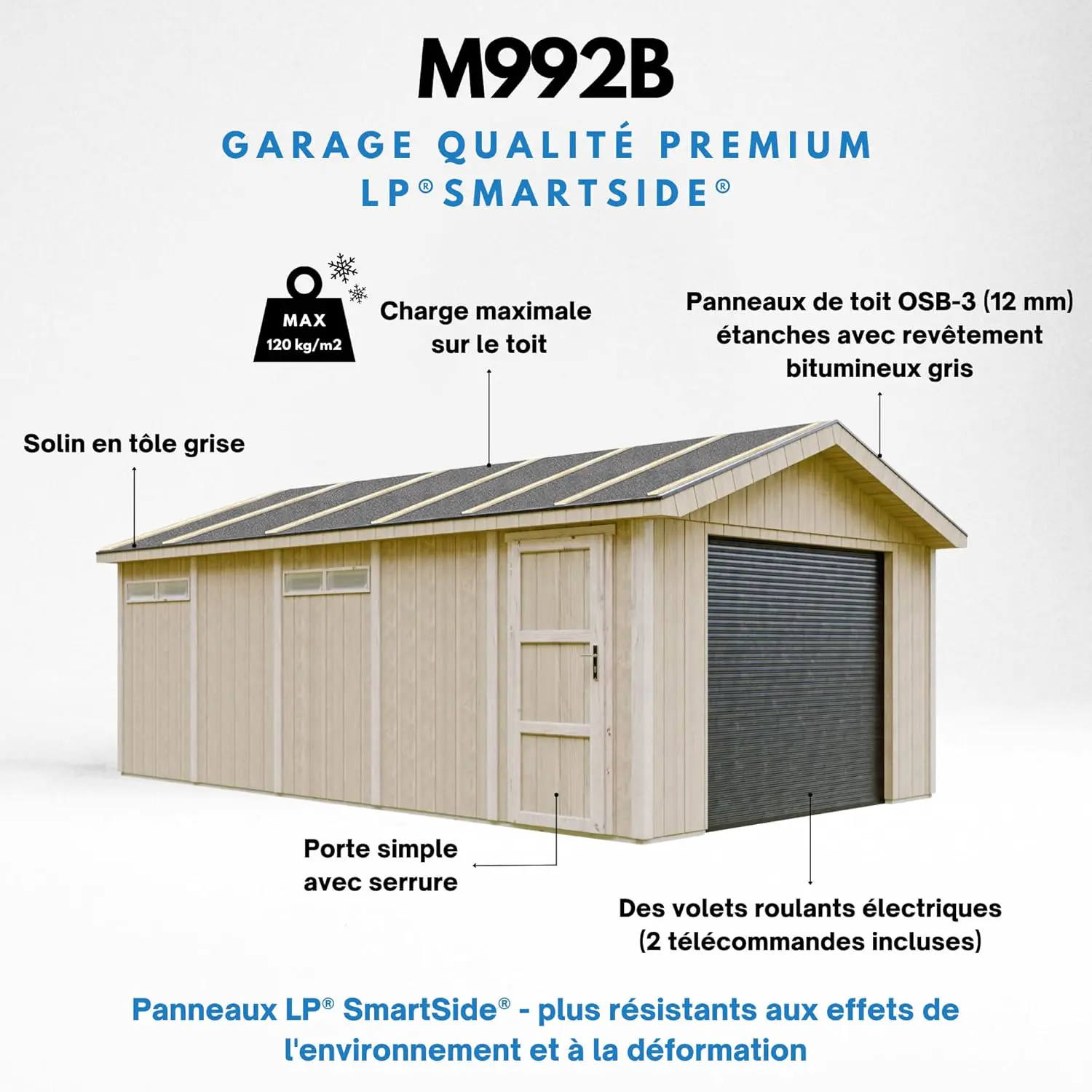 Abri de jardin en bois en bois naturel 18 m² vue 4