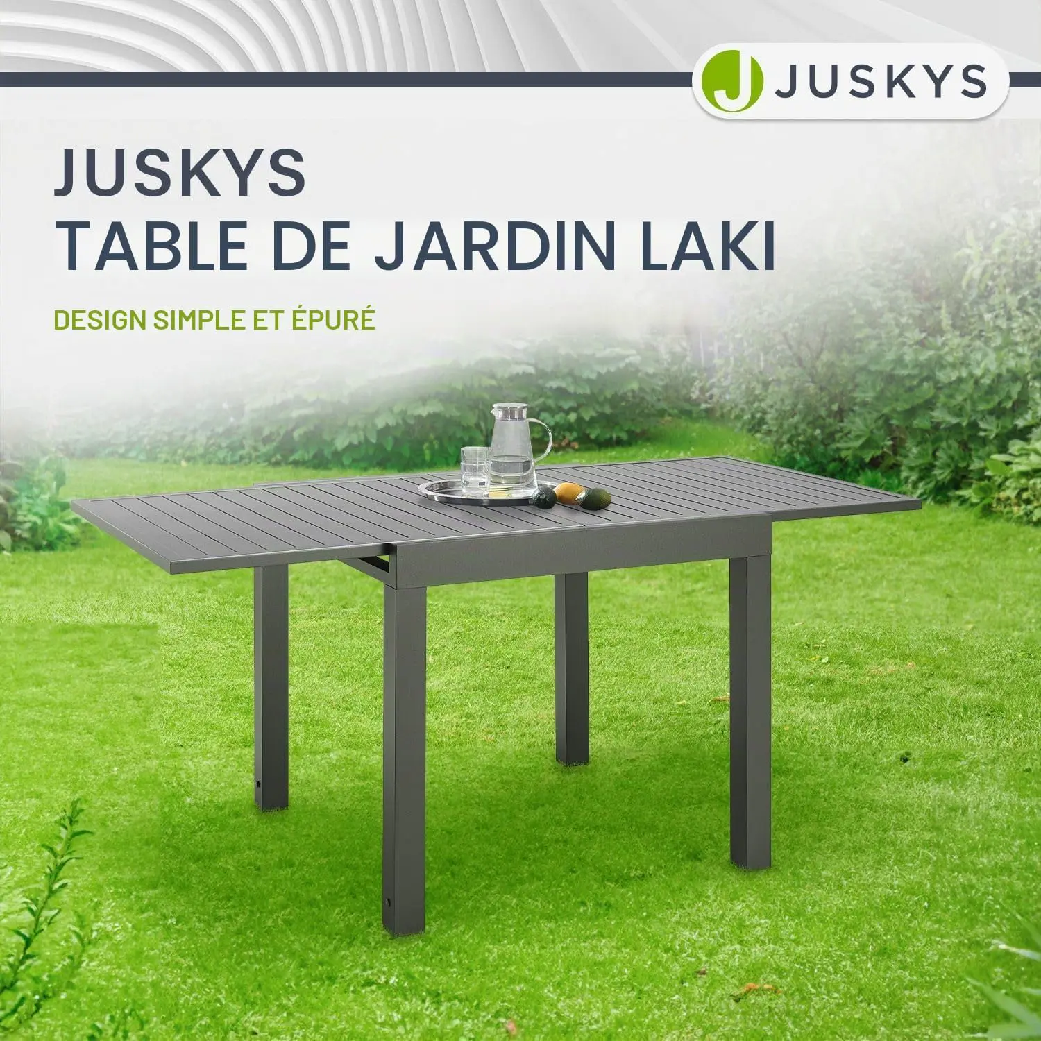 Table de jardin en métal anthracite 80 x 80 cm vue 3