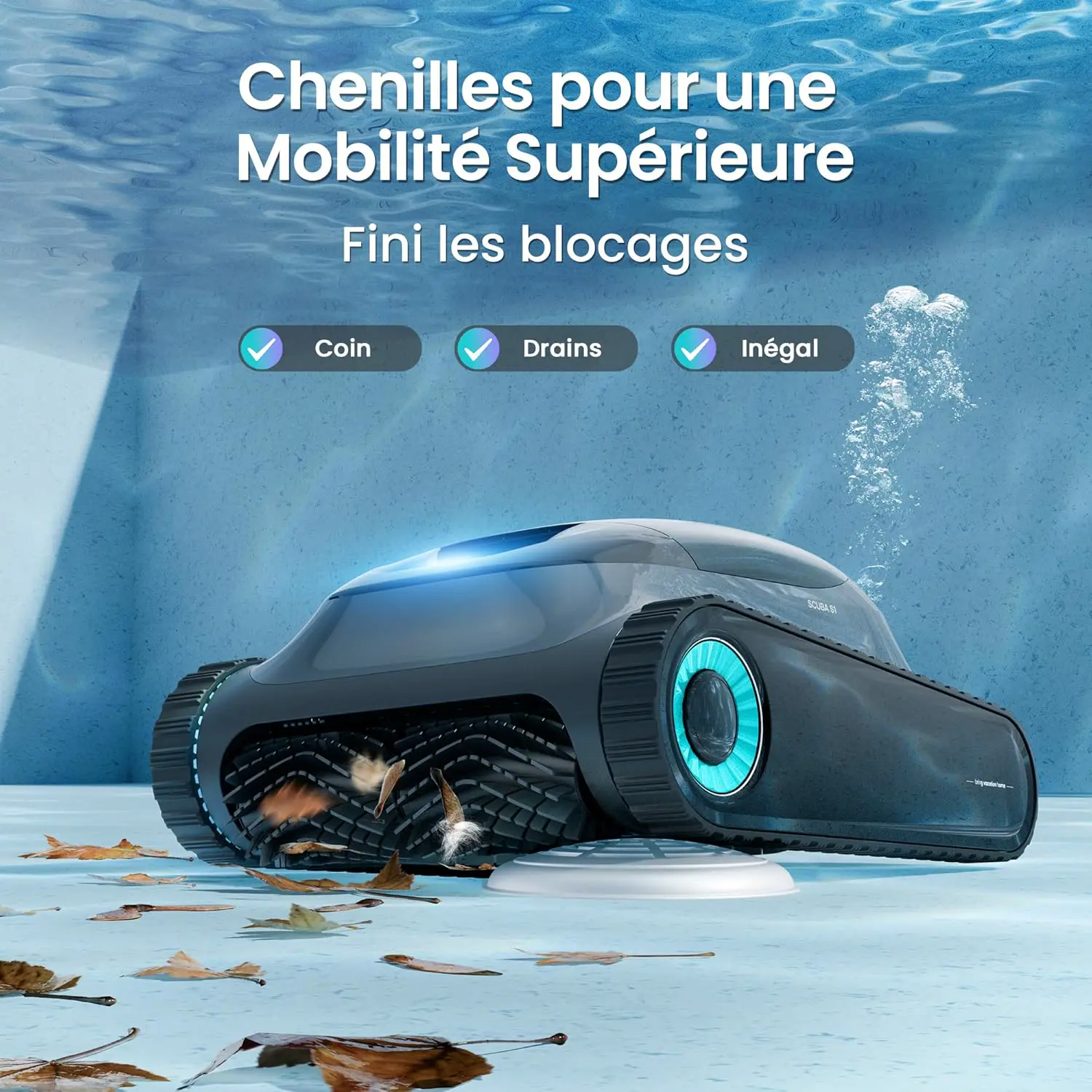 Robot piscine sable vue 9