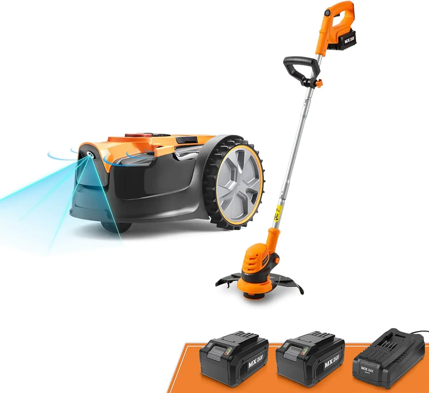 Robot tondeuse jaune 100 m² vue 1