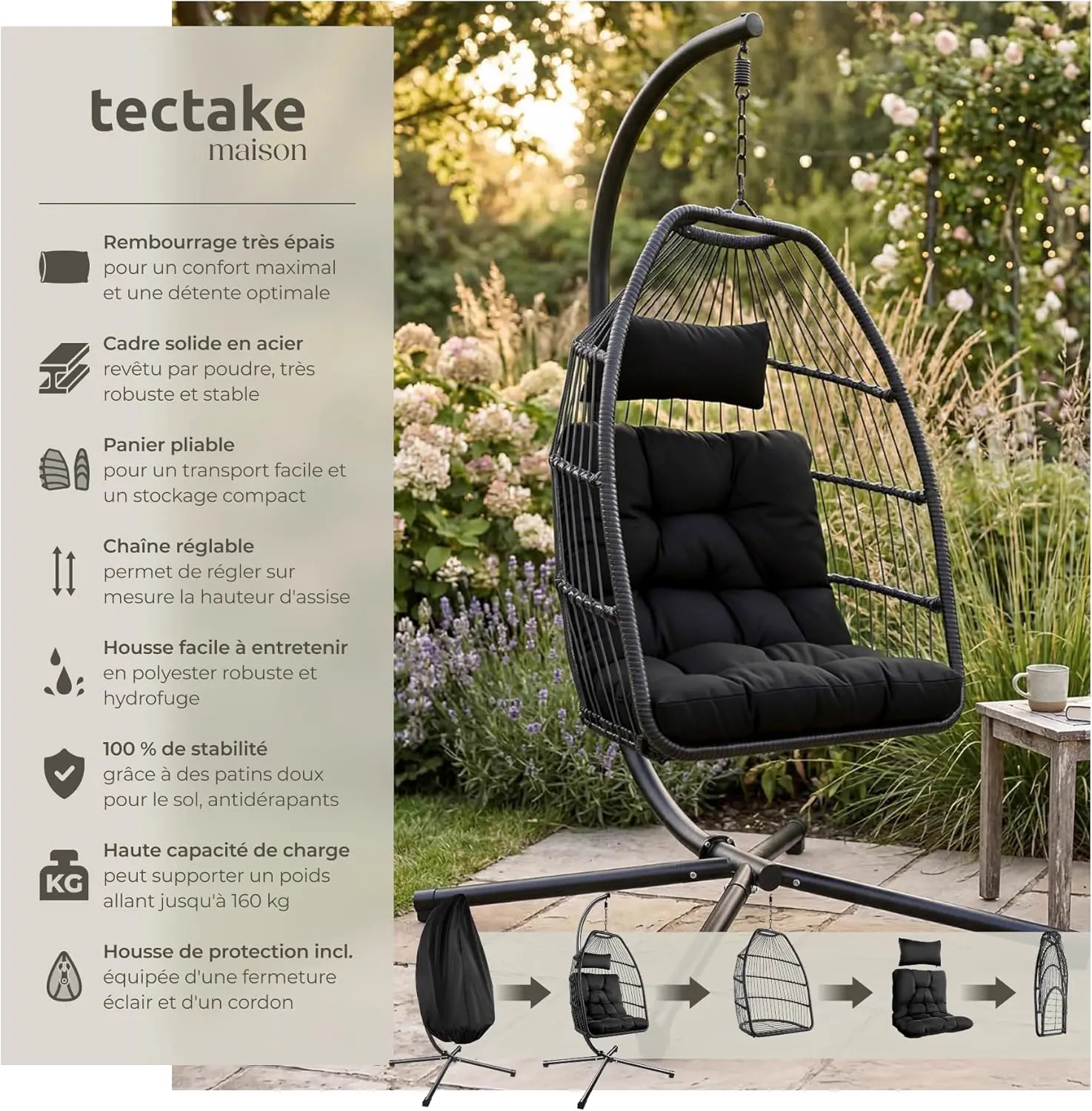Fauteuils suspendus en acier vue 2