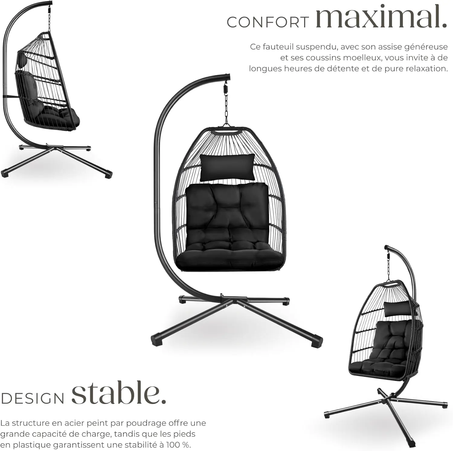 Fauteuils suspendus en acier vue 3