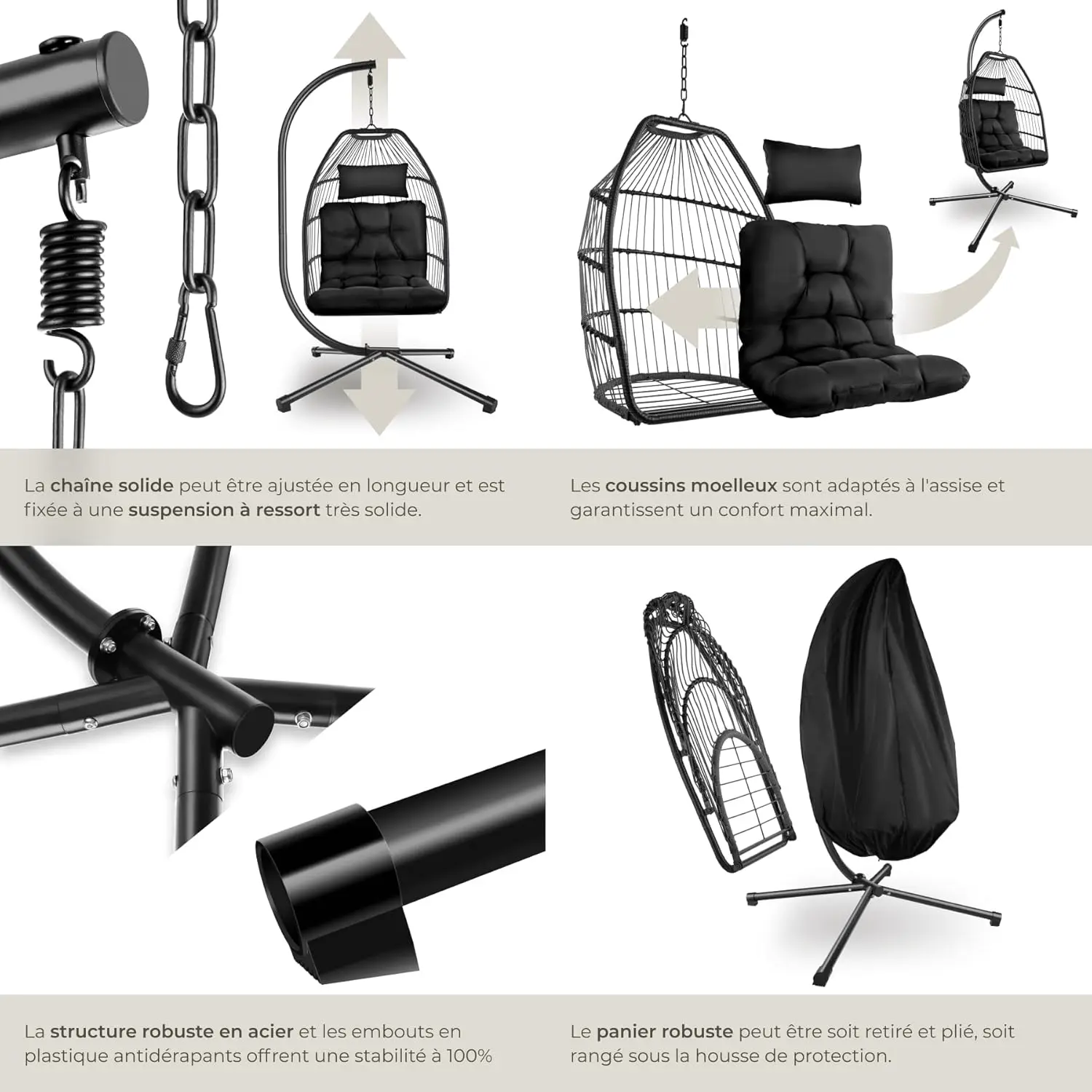 Fauteuils suspendus en acier vue 5