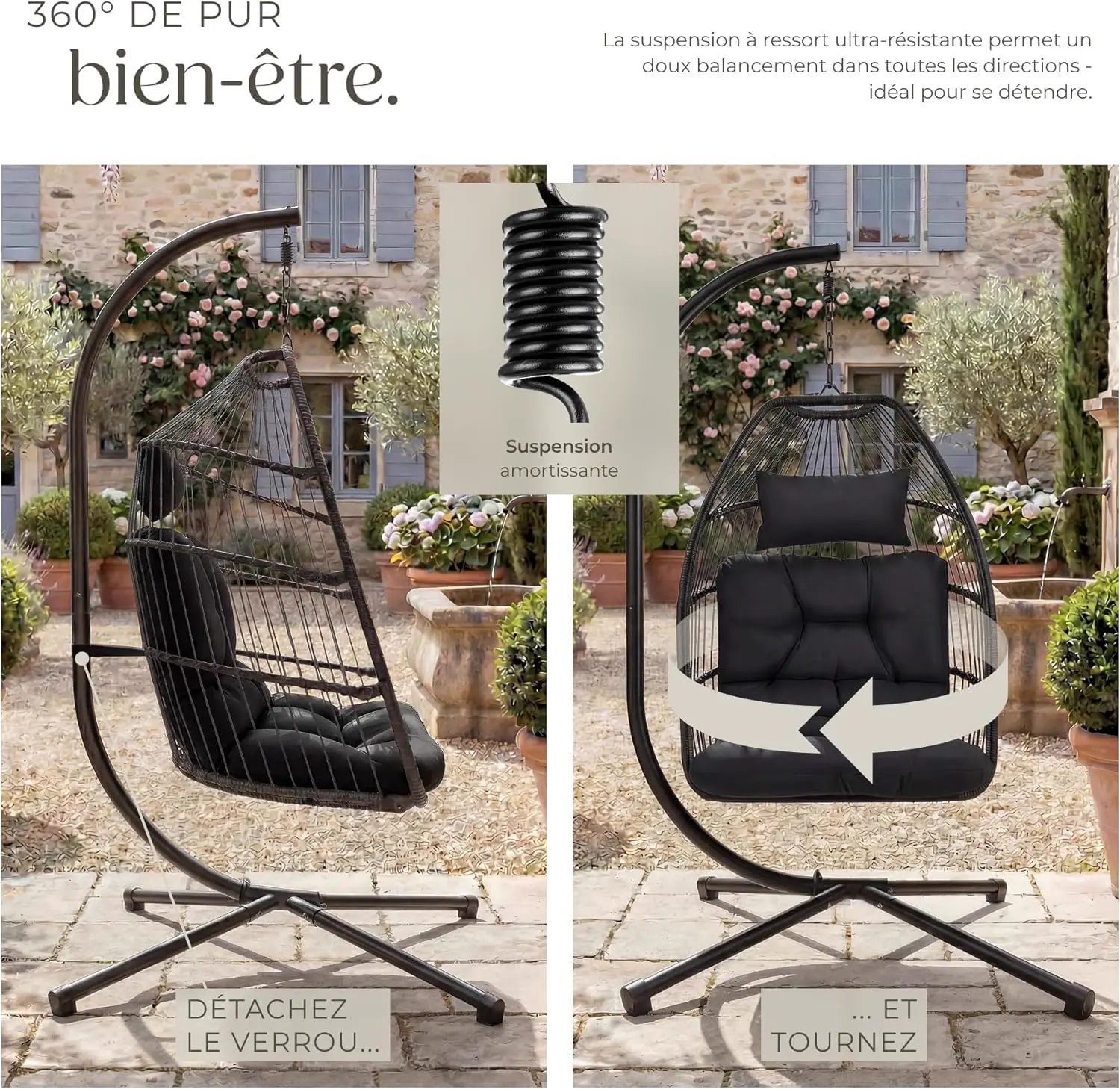 Fauteuils suspendus en acier vue 7