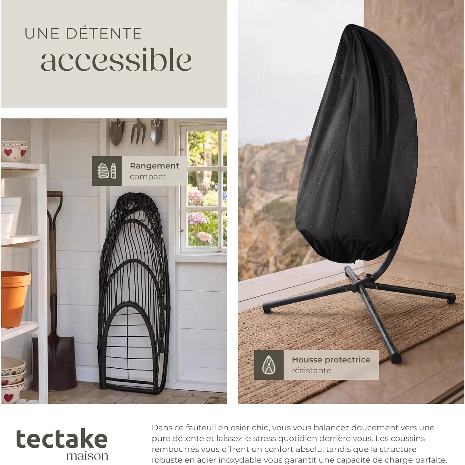 Fauteuils suspendus en acier vue 8