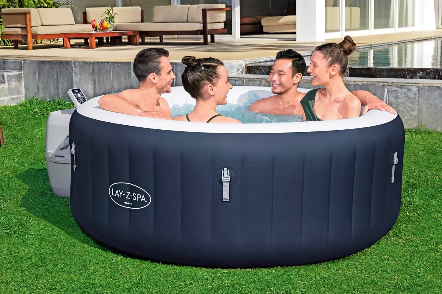 Spa gonflable 4 personnes 2 places bleu 180 x 66 cm vue 2