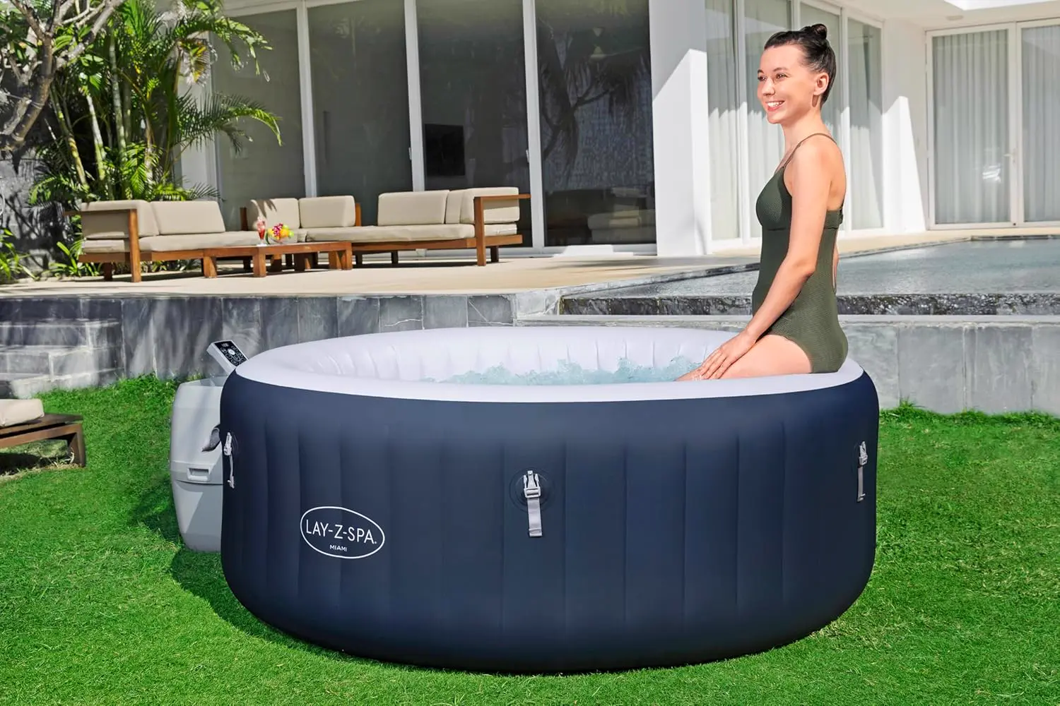 Spa gonflable 4 personnes 2 places bleu 180 x 66 cm vue 5