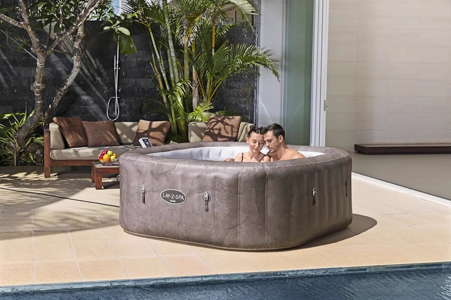 Spa gonflable 6 personnes 6 places marron 180 x 71 cm vue 3