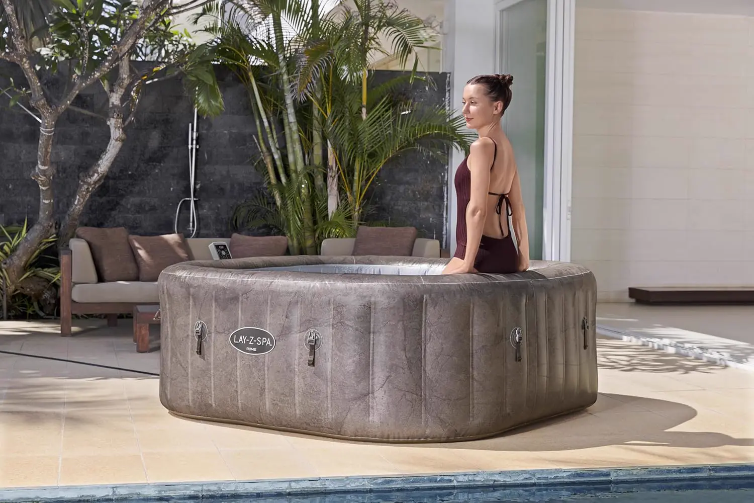 Spa gonflable 6 personnes 6 places marron 180 x 71 cm vue 5