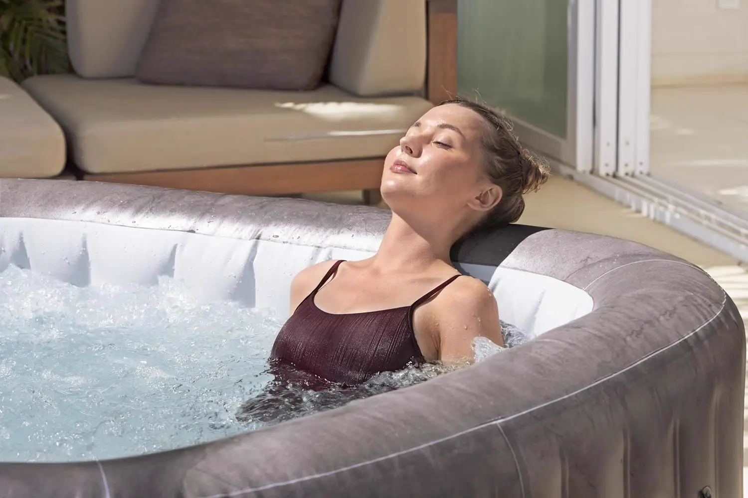 Spa gonflable 6 personnes 6 places marron 180 x 71 cm vue 6