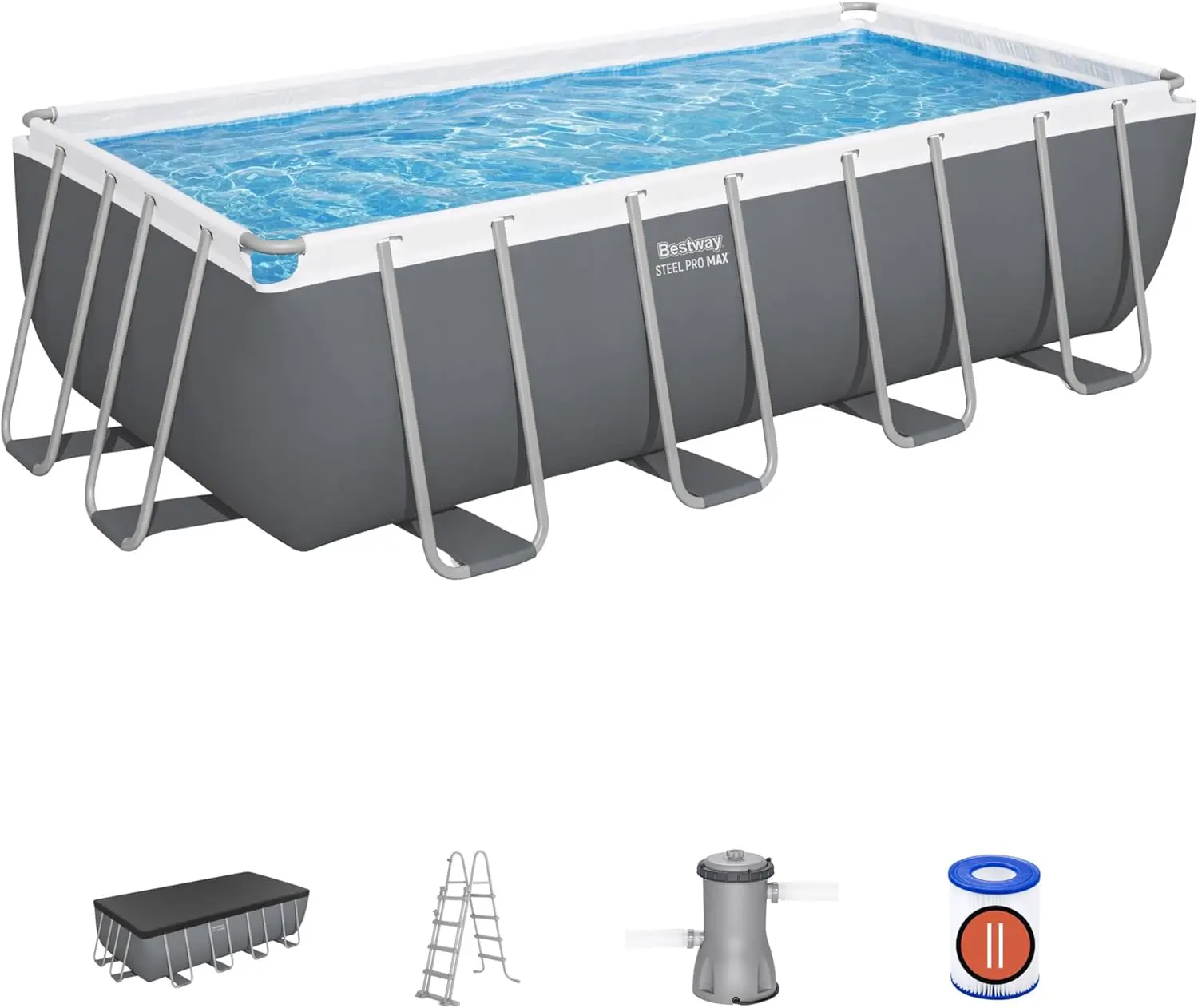 Piscine hors sol en acier gris 244 x 122 cm vue 2