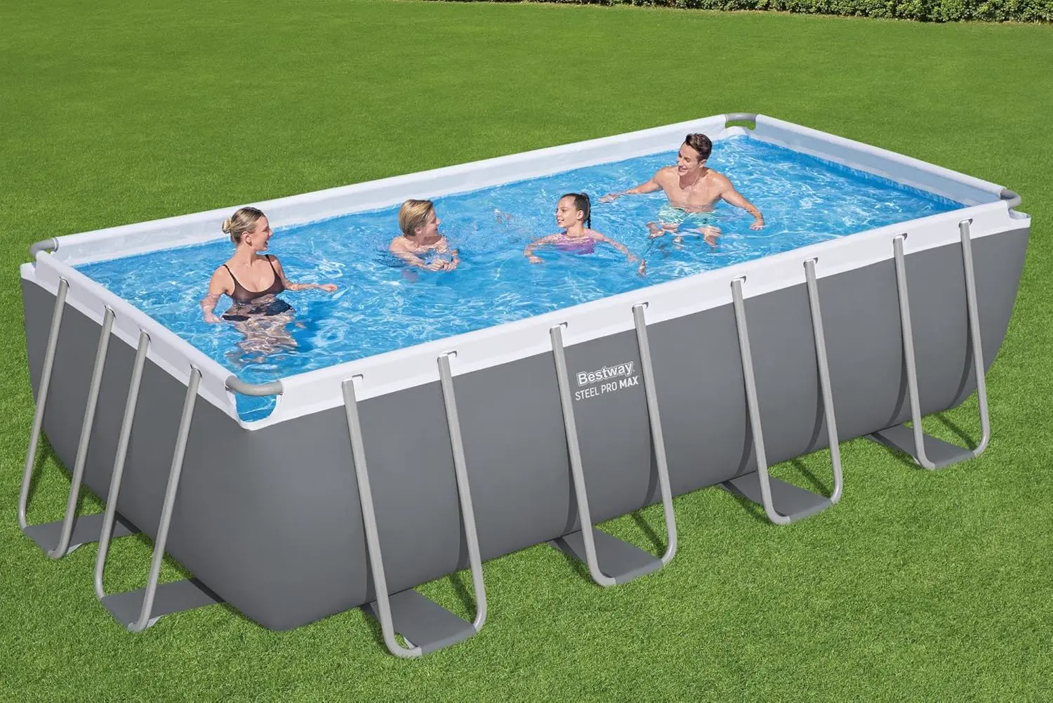 Piscine hors sol en acier gris 244 x 122 cm vue 4