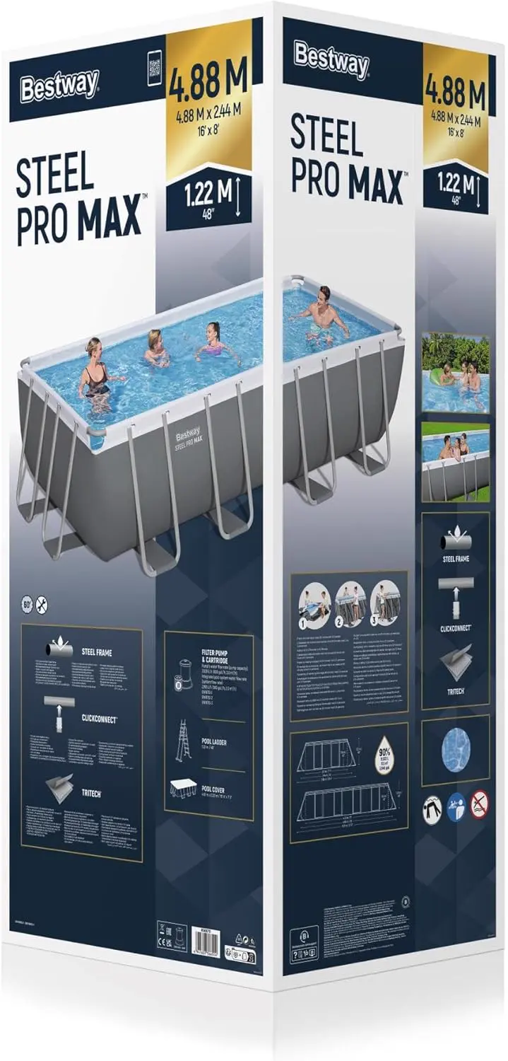 Piscine hors sol en acier gris 244 x 122 cm vue 5