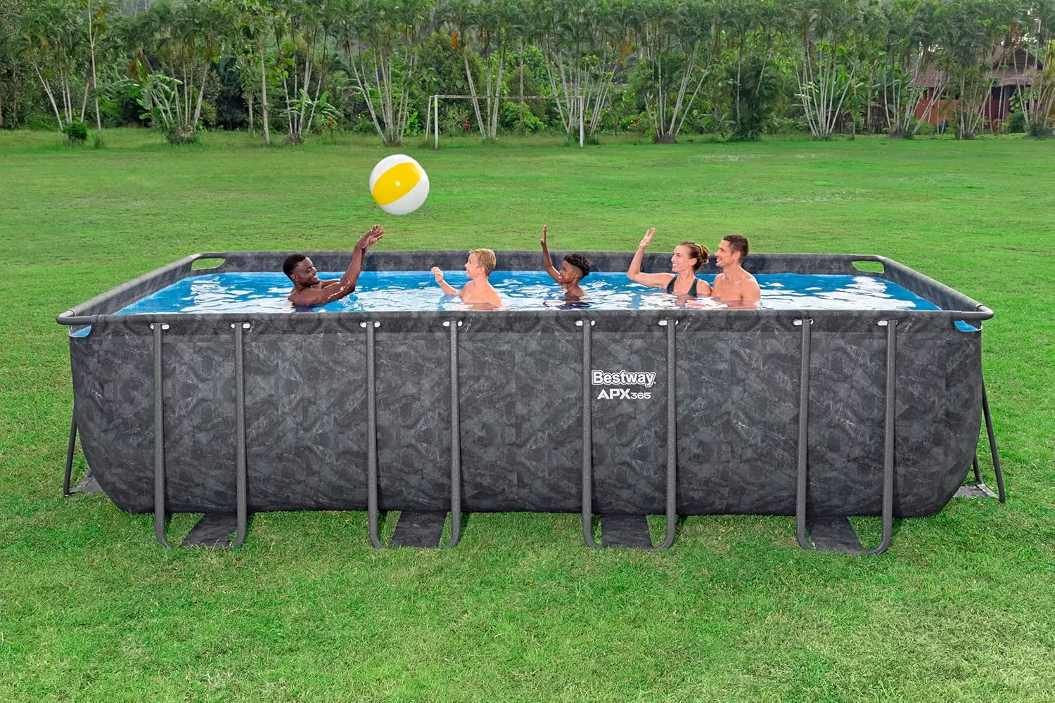 Piscine hors sol en acier gris vue 3