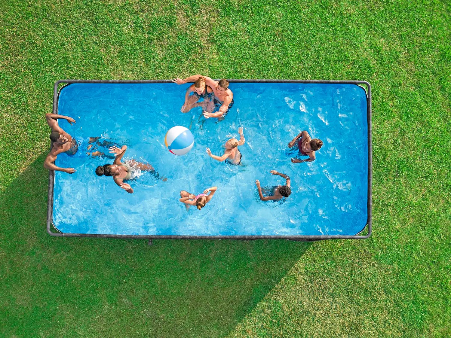 Piscine hors sol en acier gris vue 9