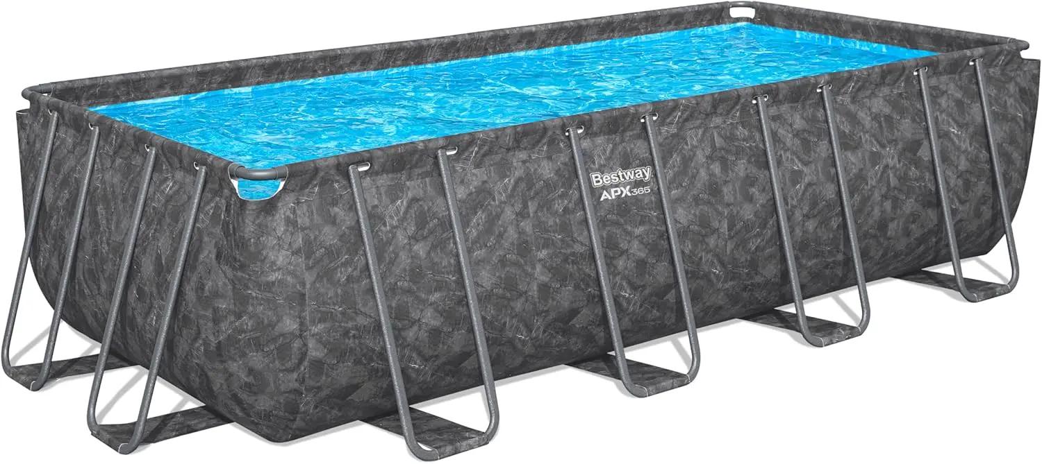 Piscine hors sol en acier gris vue 11