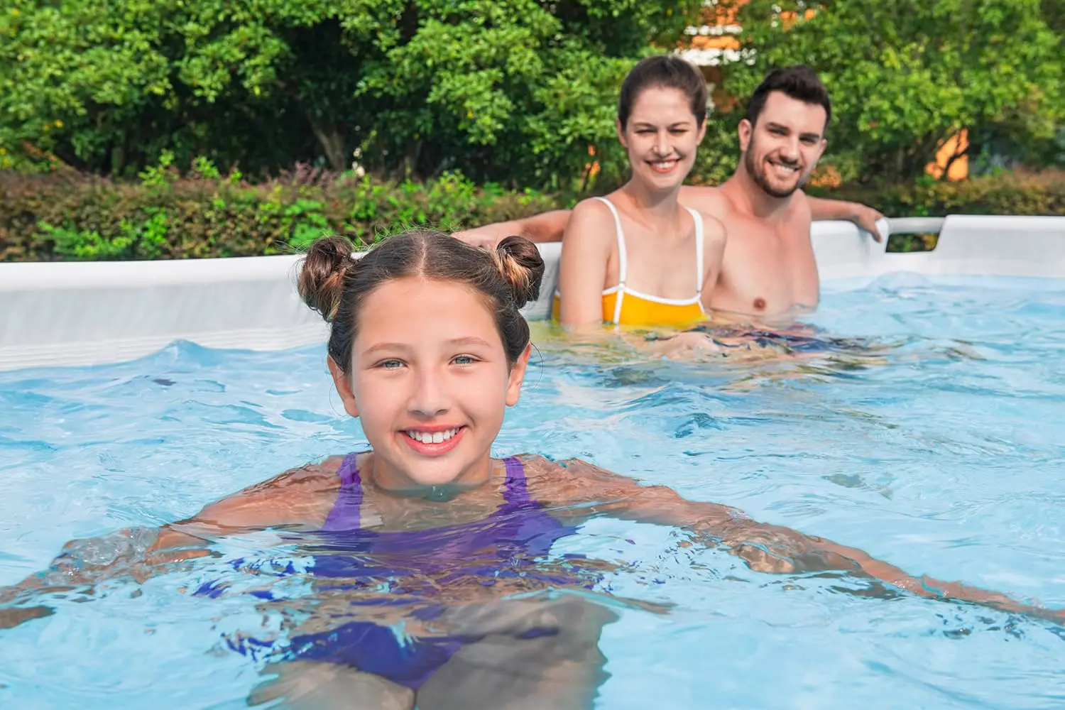 Piscine hors sol en acier gris vue 4