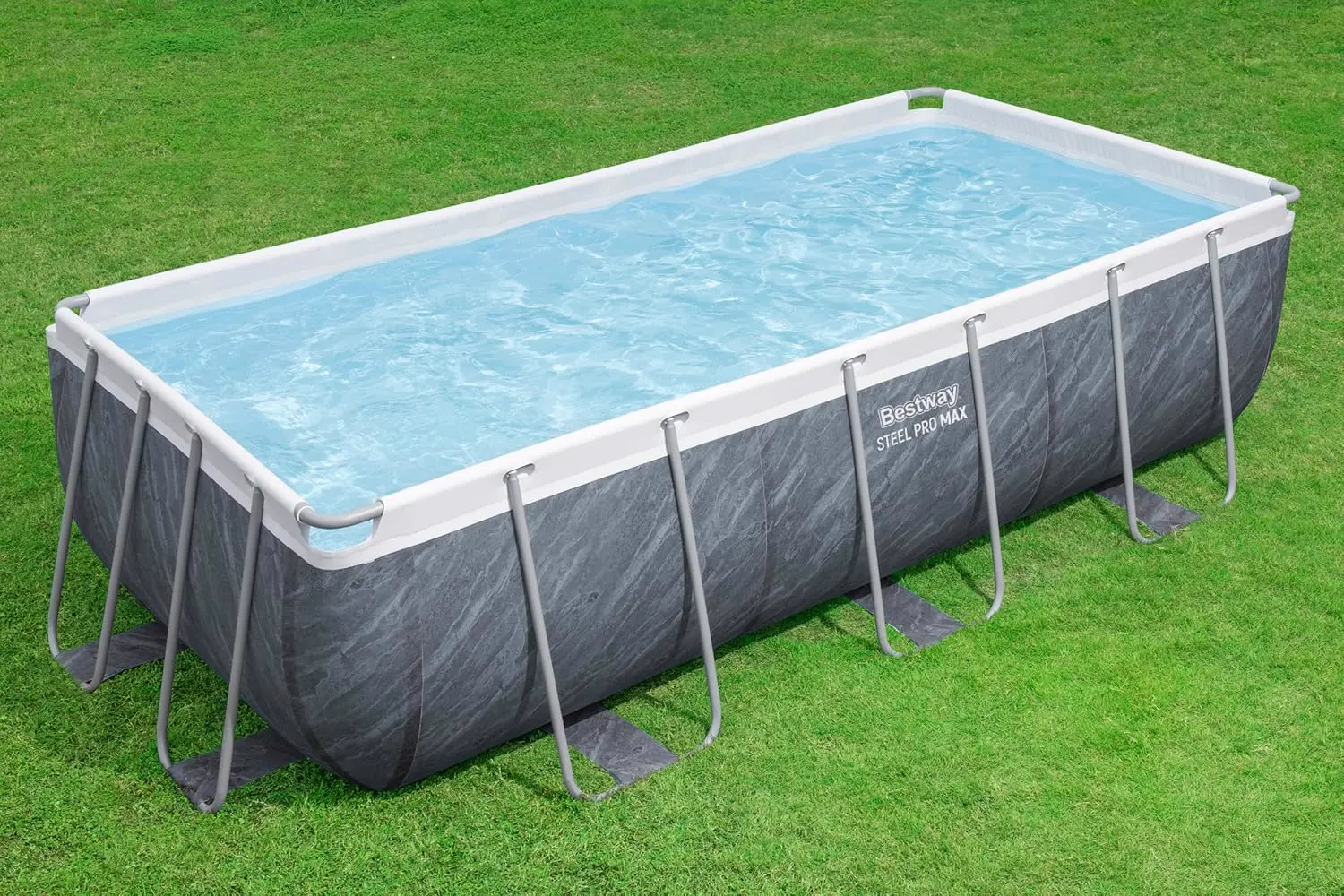 Piscine hors sol en acier gris vue 8