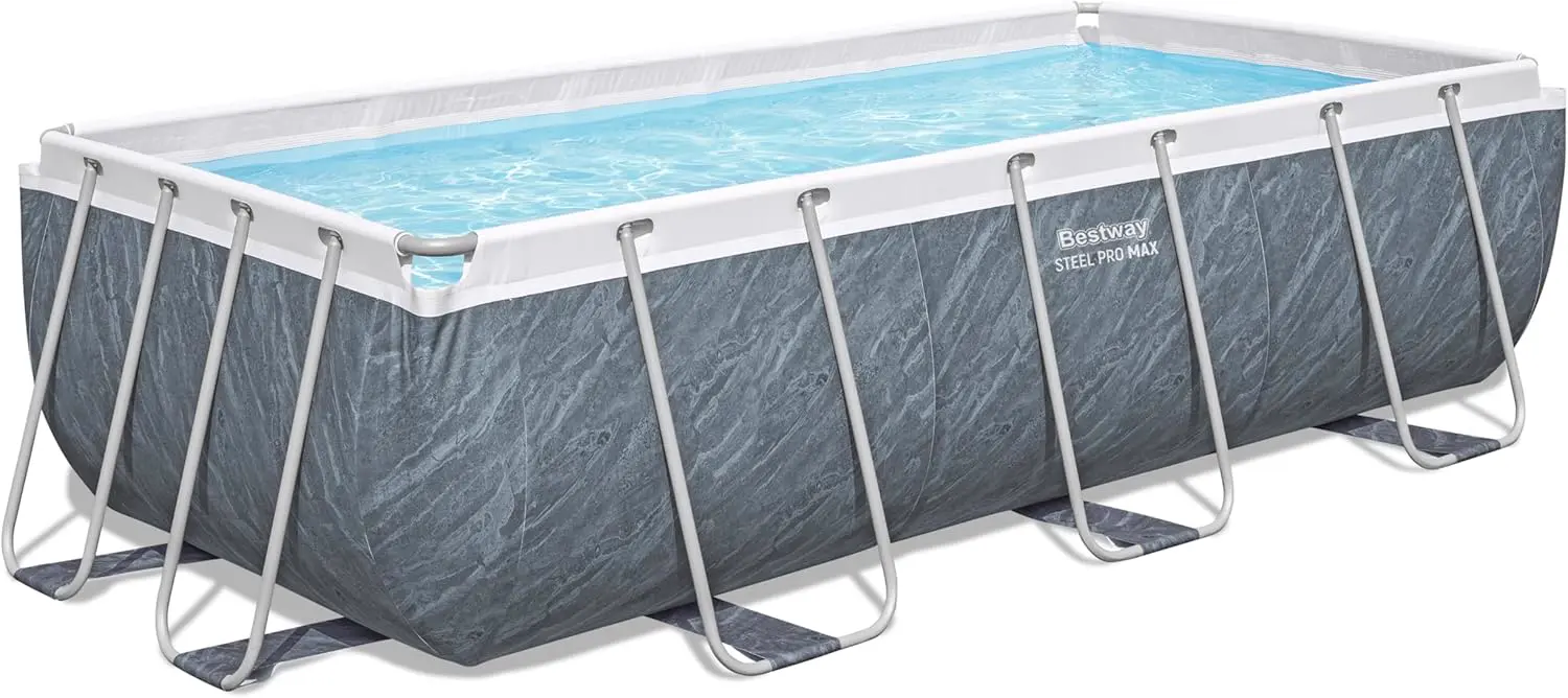 Piscine hors sol en acier gris vue 10