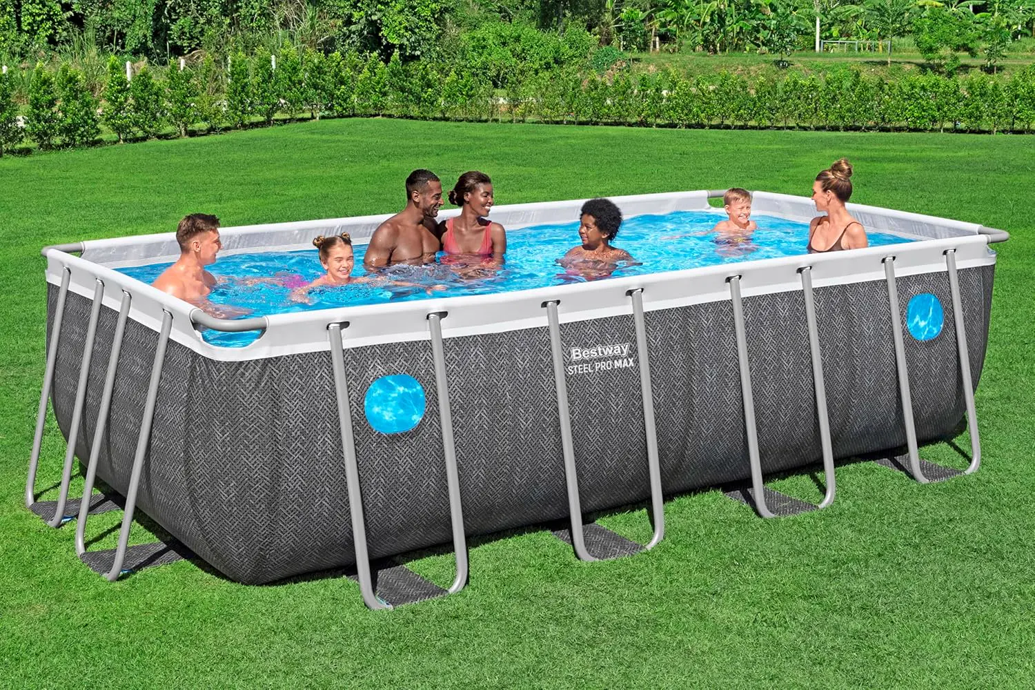 Piscine hors sol en acier gris 244 x 122 cm vue 2