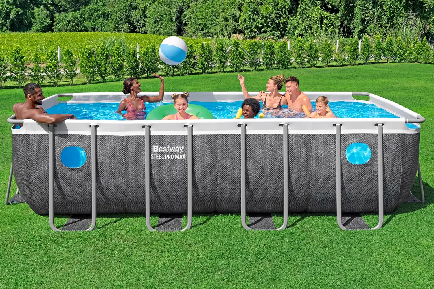 Piscine hors sol en acier gris 244 x 122 cm vue 3