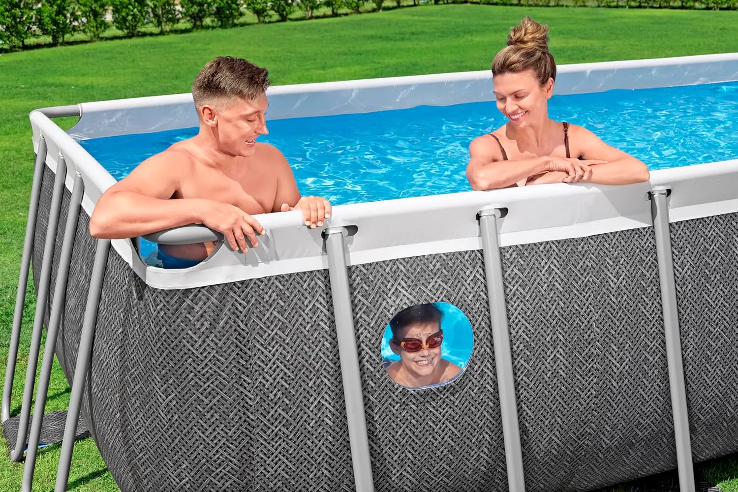 Piscine hors sol en acier gris 244 x 122 cm vue 4