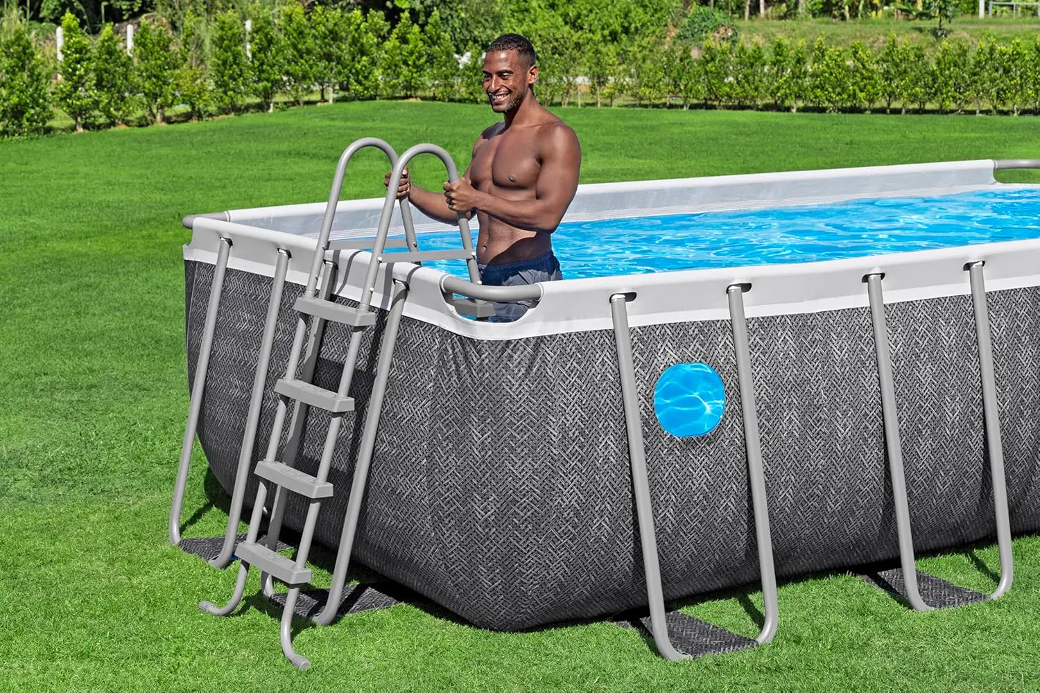 Piscine hors sol en acier gris 244 x 122 cm vue 6