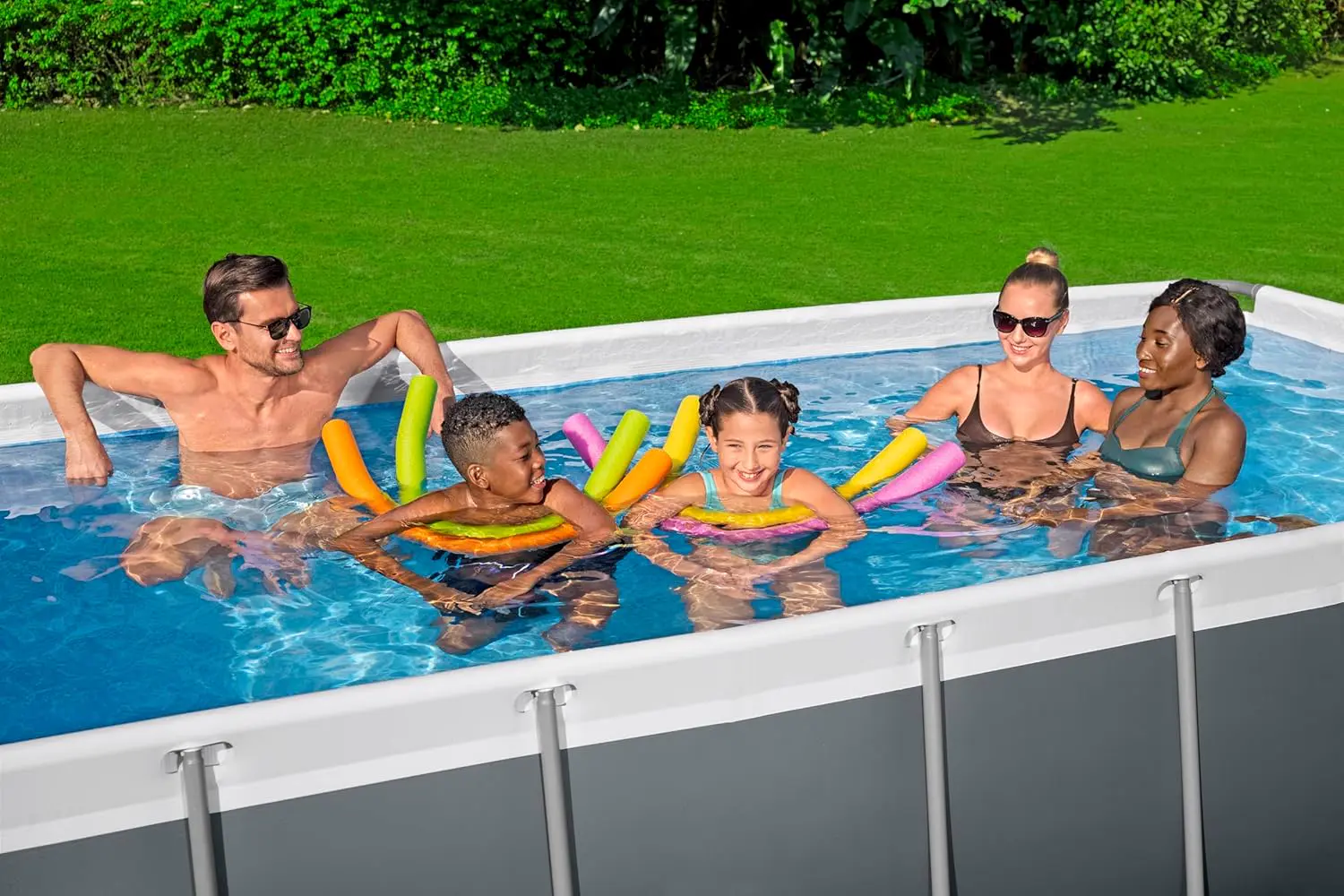 Piscine hors sol en acier gris 201 × 100 cm vue 3