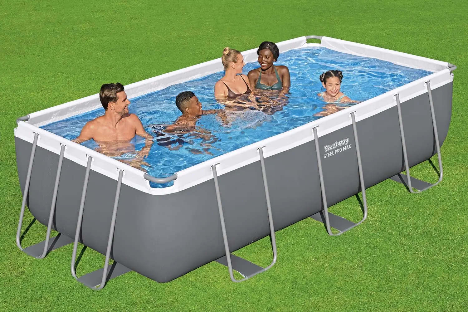 Piscine hors sol en acier gris 201 × 100 cm vue 6