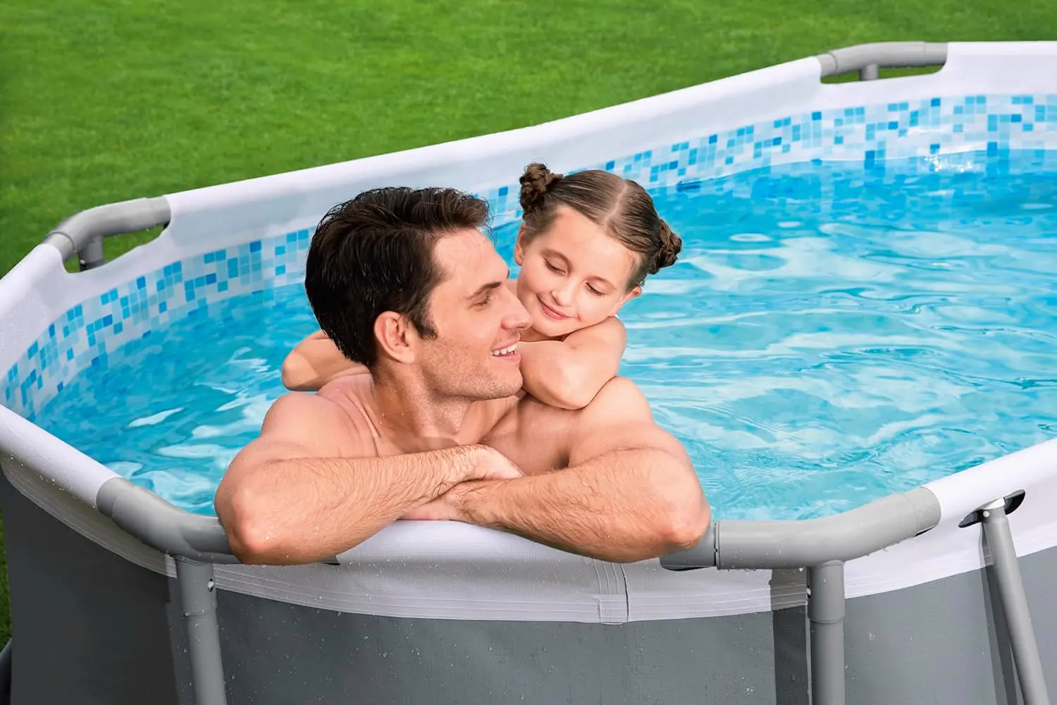 Piscine hors sol en acier gris 200 x 84 cm vue 3