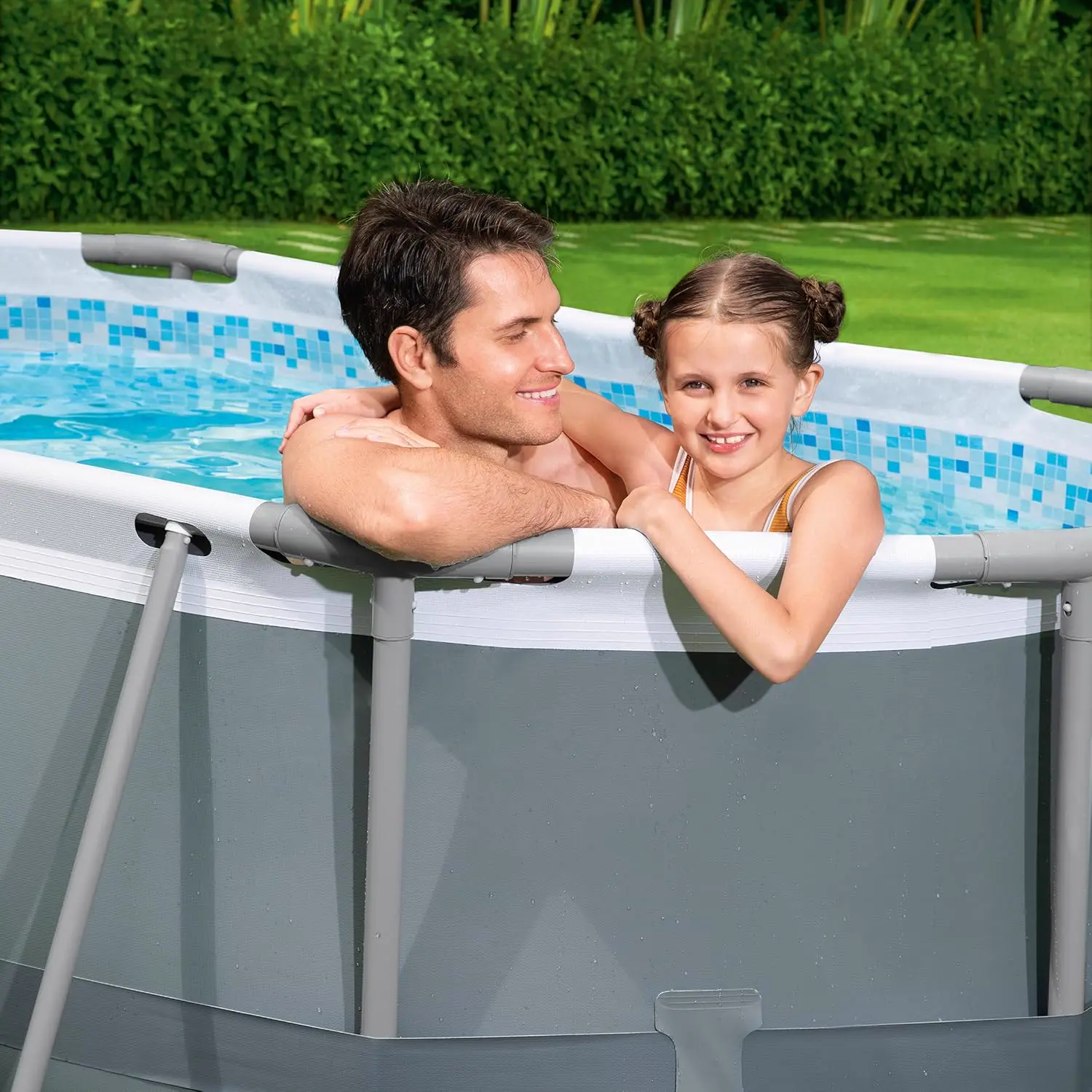 Piscine hors sol en acier gris 200 x 84 cm vue 4