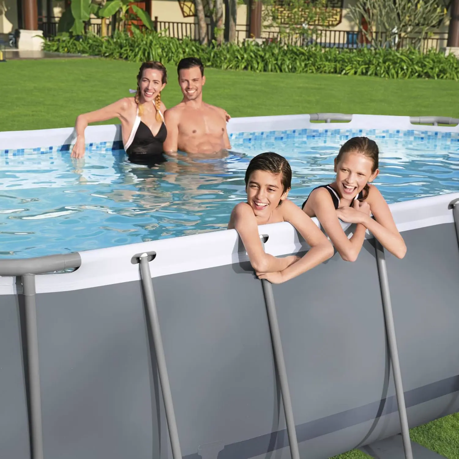 Piscine hors sol en acier gris 200 x 84 cm vue 5