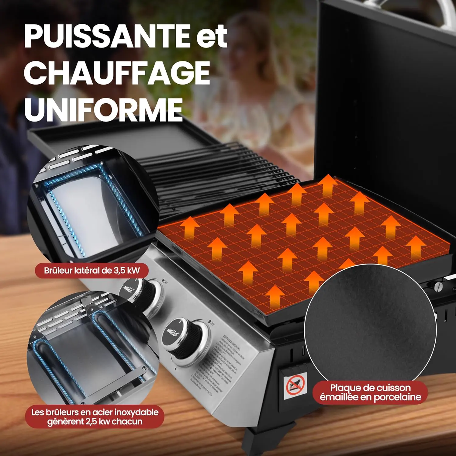 Barbecue à gaz noir 30 x 28,5 cm vue 6
