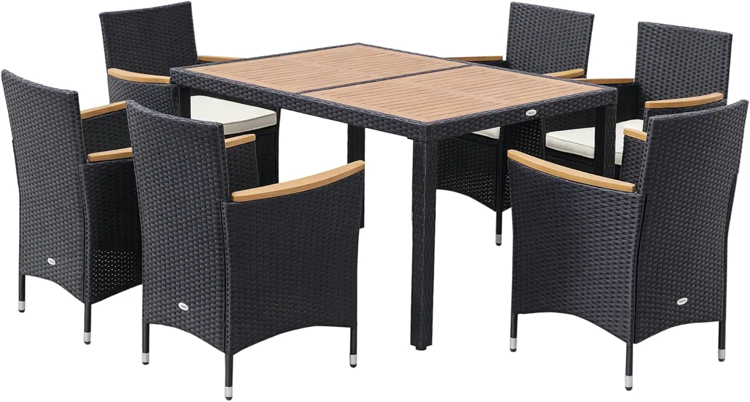 Outsunny Ensemble Salon de Jardin 6 Personnes Table à Manger